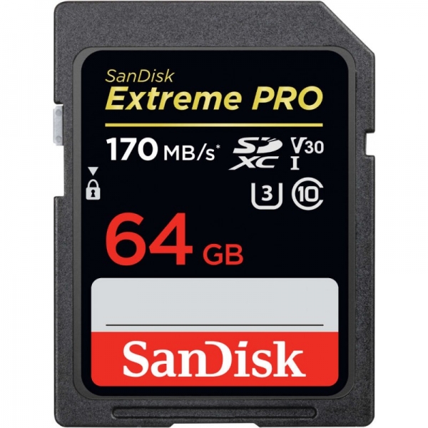 SANDISK EXTREME PRO SDXC 64 GB 170/90 MB/s V30 UHS-I U3